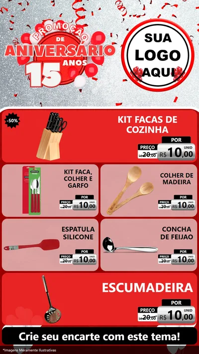 Modelo de TV para TV Vertical com o tema Promoção de Aniversário - 15 Anos para Utilidades Domésticas