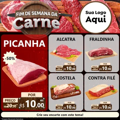 Modelo de Rede Social para Feed Facebook com o tema Fim de Semana da Carne para Açougue