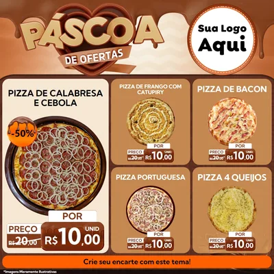 Modelo de Rede Social para Feed Facebook com o tema Páscoa de Ofertas para Pizzaria