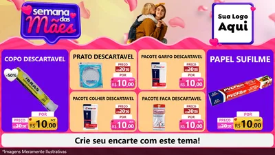 Modelo de TV para TV Horizontal com o tema Semana das Mães para Embalagens