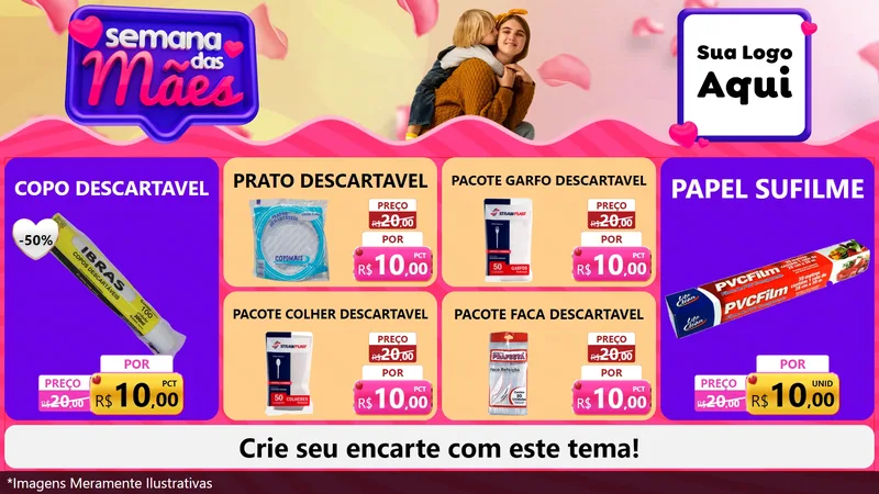 Modelo de TV para TV Horizontal com o tema Semana das Mães para Embalagens