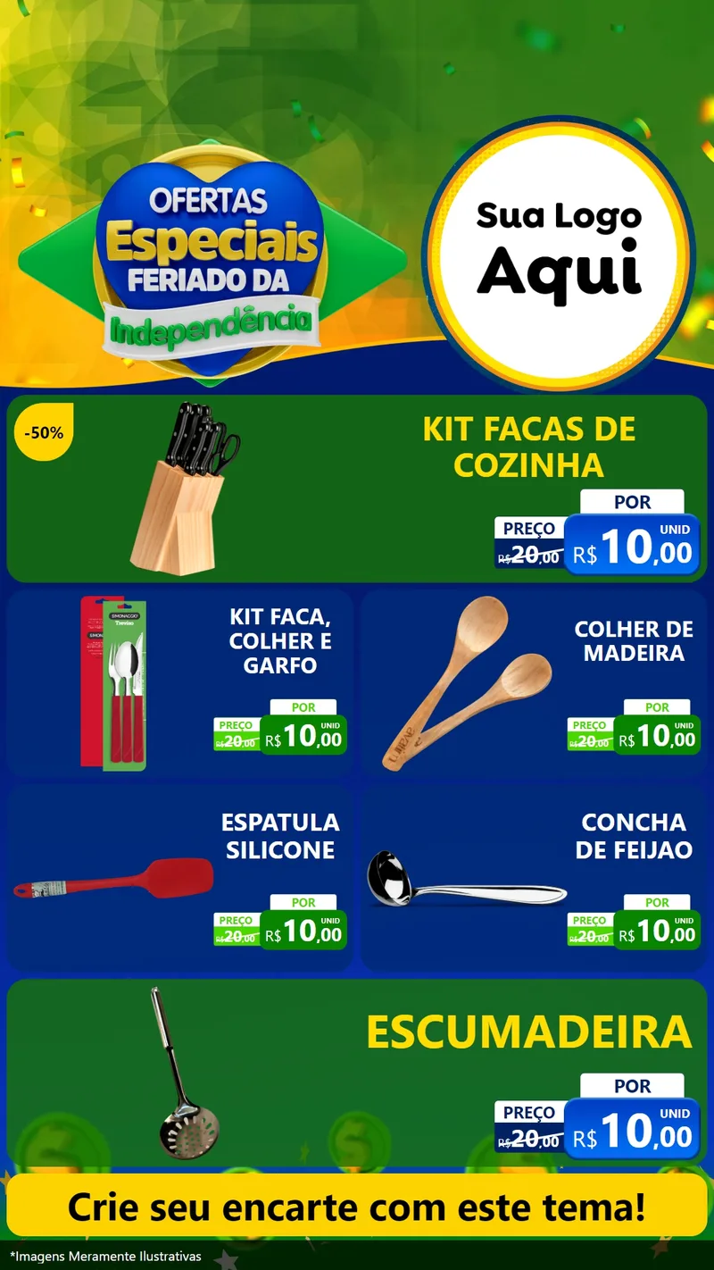 Modelo de TV para TV Vertical com o tema Ofertas Especiais Feriado da Independência para Utilidades Domésticas