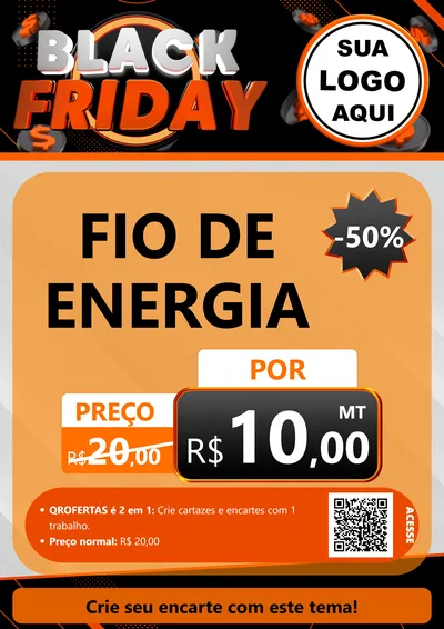 Modelo de Cartaz para Cartaz A4 Vertical com o tema Black Friday para Materiais Elétricos