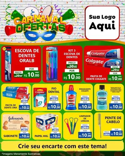 Modelo de Rede Social para Feed Instagram com o tema Carnaval de Ofertas para Higiene Pessoal