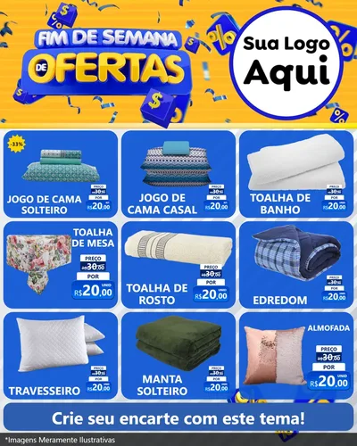 Modelo de Rede Social para Feed Instagram com o tema Fim de Semana de Ofertas para Cama, Mesa e Banho