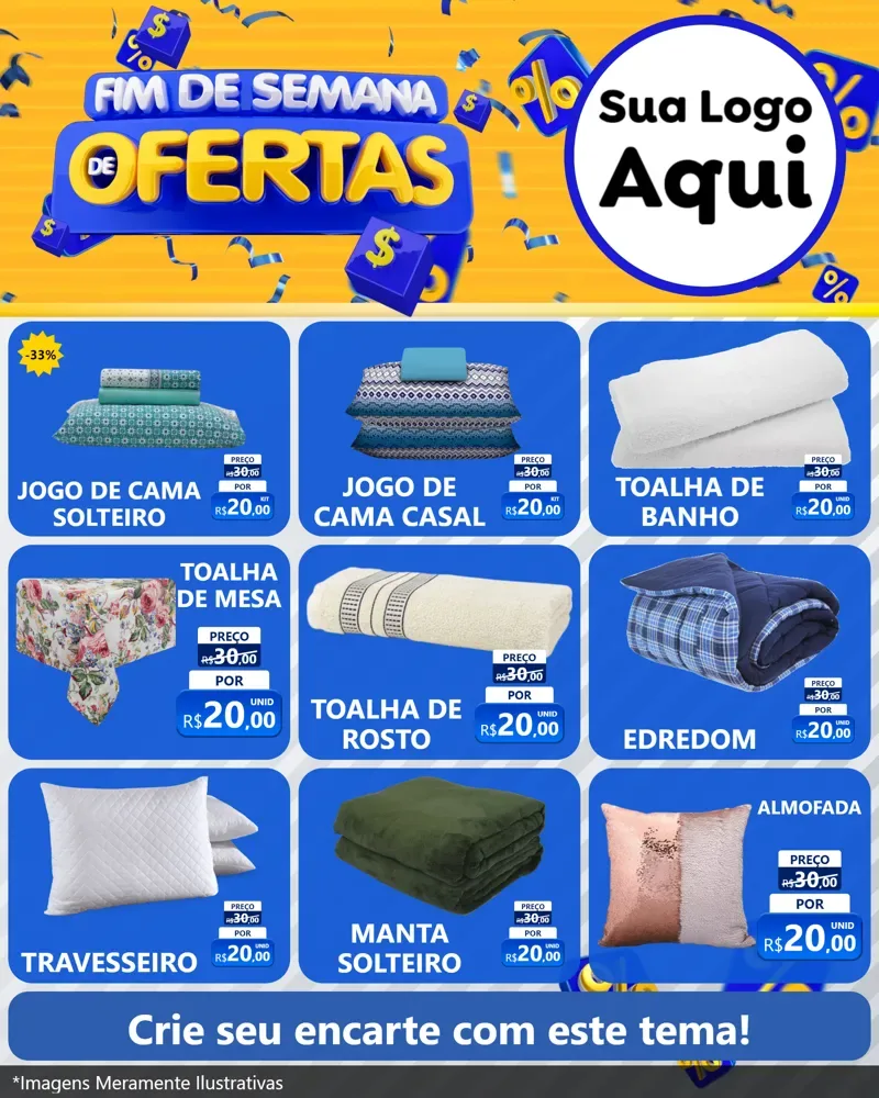Modelo de Rede Social para Feed Instagram com o tema Fim de Semana de Ofertas para Cama, Mesa e Banho