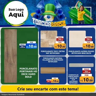 Modelo de Rede Social para Feed Facebook com o tema Torcida Brasil - Copa para Pisos e revestimentos