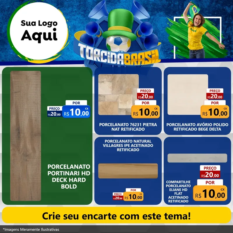 Modelo de Rede Social para Feed Facebook com o tema Torcida Brasil - Copa para Pisos e revestimentos
