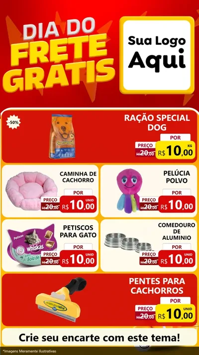 Modelo de TV para TV Vertical com o tema Dia do Frete Grátis para Pet Shop