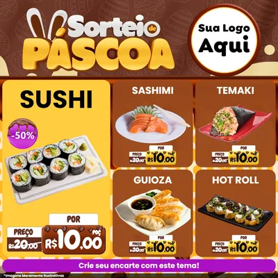 Modelo de Rede Social para Feed Facebook com o tema Sorteio de Páscoa para Comida japonesa