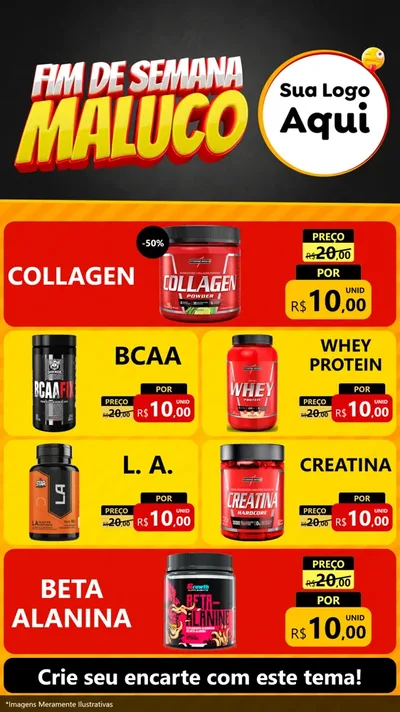 Modelo de TV para TV Vertical com o tema Final de Semana Maluco para Suplementos alimentares