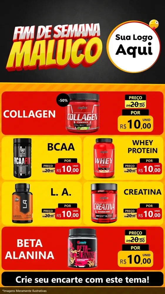 Modelo de TV para TV Vertical com o tema Final de Semana Maluco para Suplementos alimentares