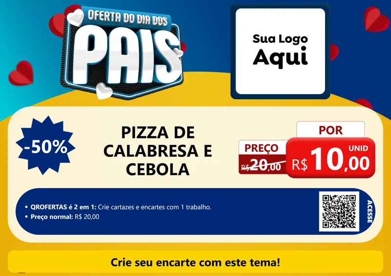 Modelo de Cartaz para Cartaz A4 Horizontal com o tema Oferta Do Dia Dos Pais para Pizzaria