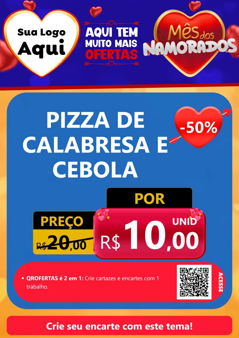Modelo de Cartaz para Cartaz A4 Vertical com o tema Mês dos Namorados para Pizzaria