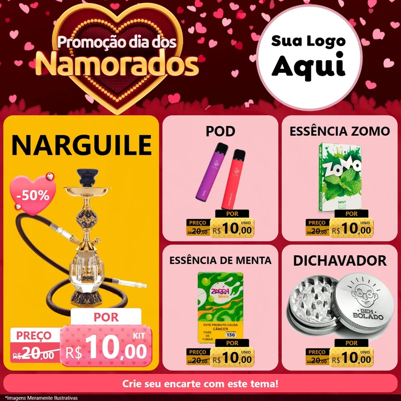 Modelo de Rede Social para Feed Facebook com o tema Promoção Dia Dos Namorados para Tabacaria