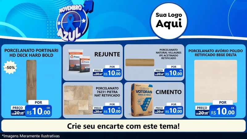 Modelo de TV para TV Horizontal com o tema Novembro Azul para Pisos e revestimentos