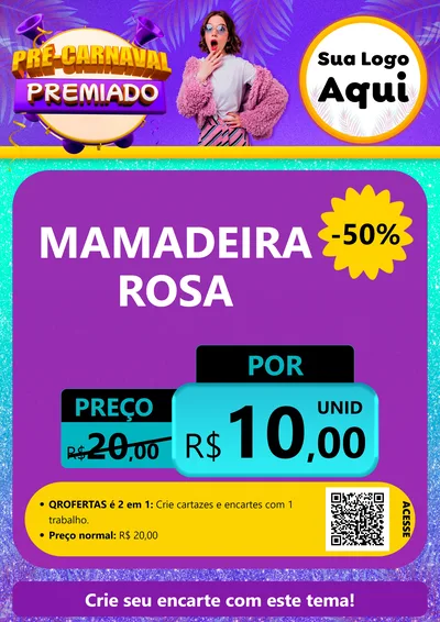 Modelo de Cartaz para Cartaz A4 Vertical com o tema Pré-Carnaval Premiado para Bebês