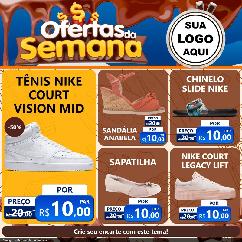 Modelo de Rede Social para Feed Facebook com o tema Ofertas da Semana - Páscoa para Calçados