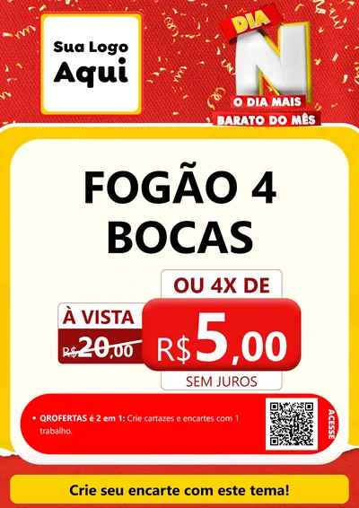 Modelo de Cartaz para Cartaz A4 Vertical com o tema Dia N o Dia Mais Barato do Mês para Móveis e Eletro