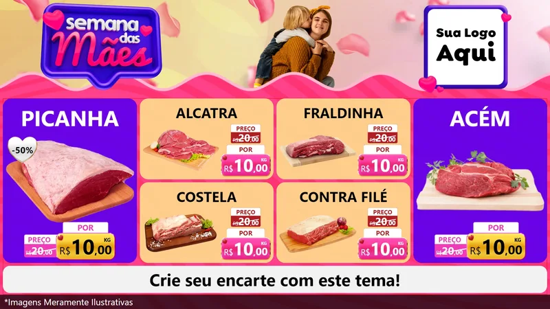 Modelo de TV para TV Horizontal com o tema Semana das Mães para Açougue
