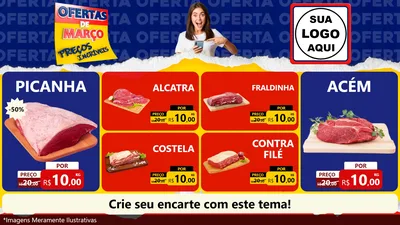 Modelo de TV para TV Horizontal com o tema Ofertas de Março - Preços Incríveis para Açougue