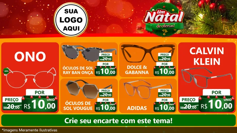 Modelo de TV para TV Horizontal com o tema Um Natal de Ofertas para Óticas