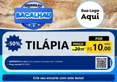 Modelo de Cartaz para Cartaz A4 Horizontal com o tema Semana do Bacalhau para Peixaria