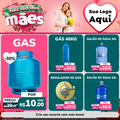 Modelo de Rede Social para Feed Facebook com o tema Feliz Dia das Mães para Água e gás