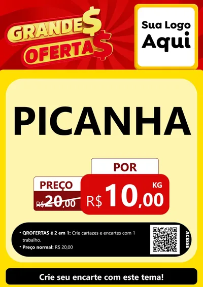 Modelo de Cartaz para Cartaz A4 Vertical com o tema Grandes Ofertas para Açougue