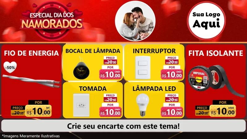 Modelo de TV para TV Horizontal com o tema Especial Dia Dos Namorados para Materiais Elétricos