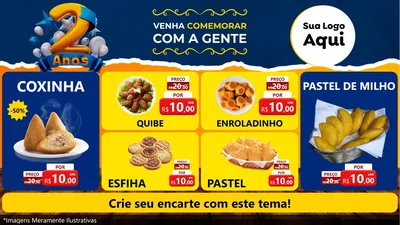 Modelo de TV para TV Horizontal com o tema Aniversário de 2 anos para Salgadaria