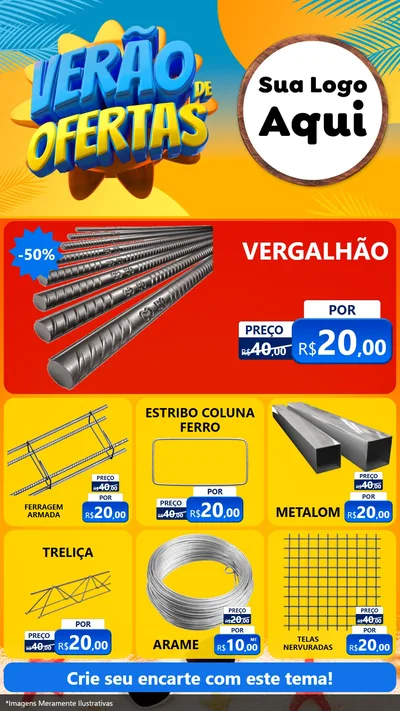 Modelo de Rede Social para Stories com o tema Verão de Ofertas para Ferragens