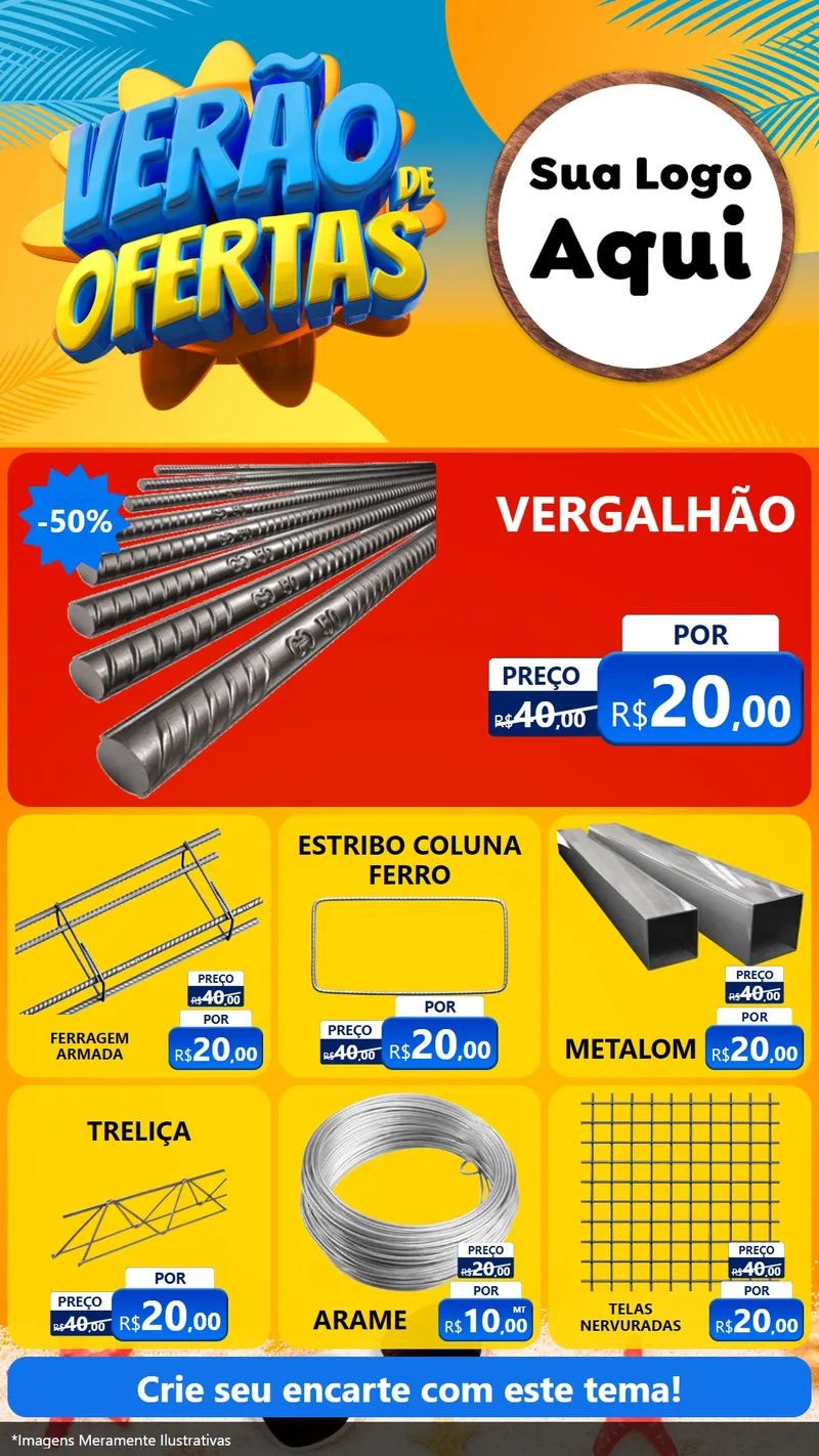 Modelo de Rede Social para Stories com o tema Verão de Ofertas para Ferragens