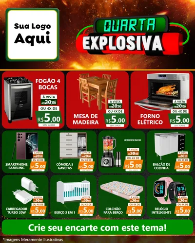 Modelo de Rede Social para Feed Instagram com o tema Quarta Explosiva para Móveis e Eletro