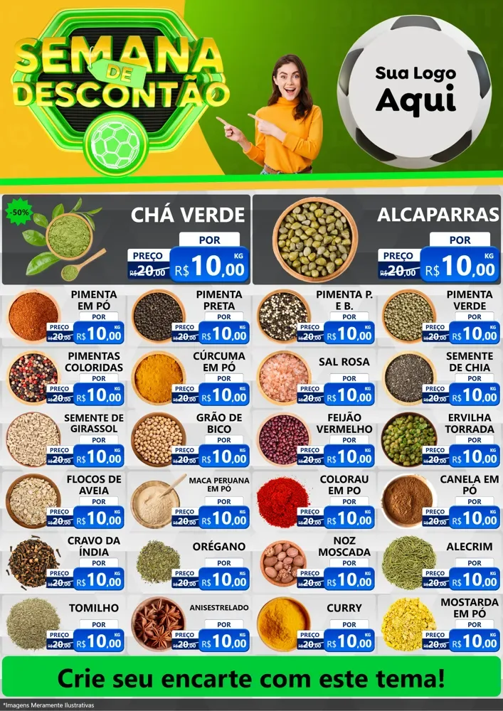 Modelo de Encarte para Encarte A4 Vertical com o tema Semana de Descontão - Copa para Produtos Naturais