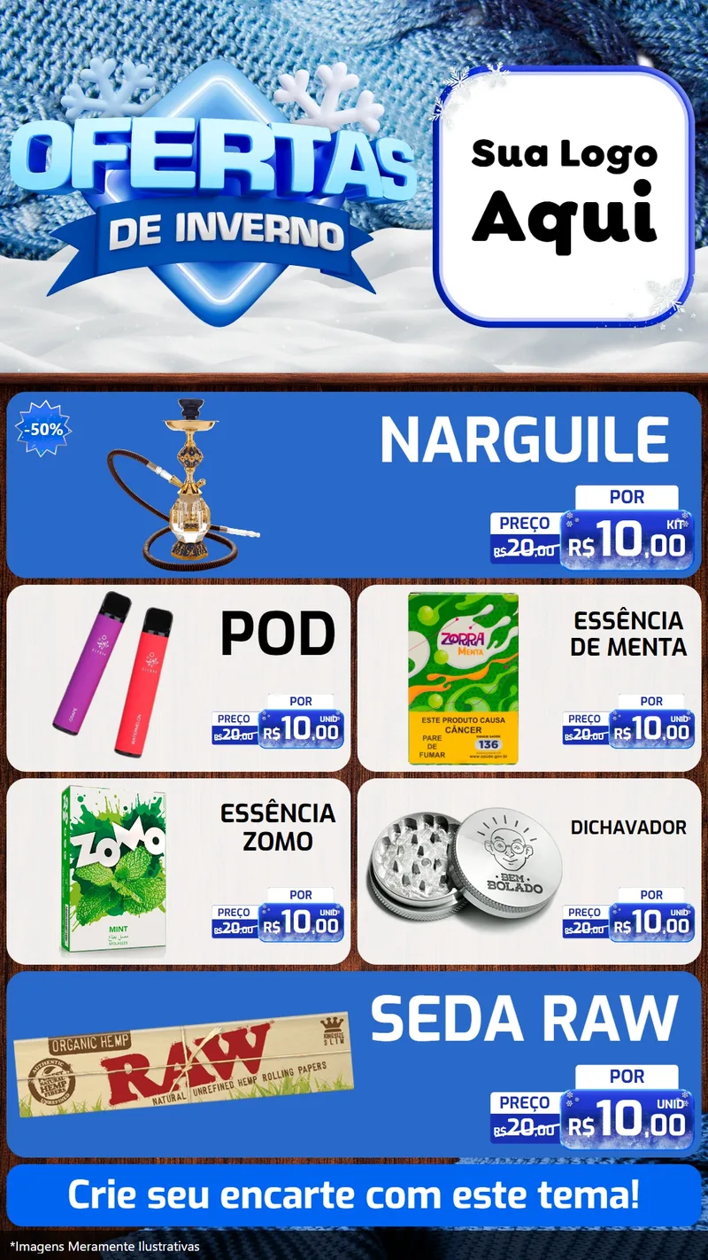 Modelo de TV para TV Vertical com o tema Ofertas de Inverno para Tabacaria