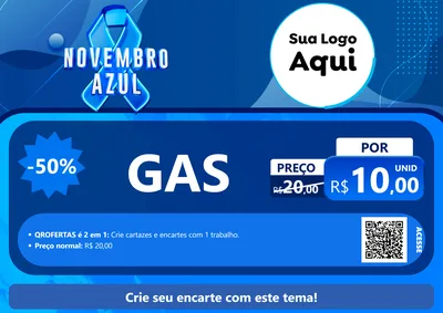 Modelo de Cartaz para Cartaz A4 Horizontal com o tema Novembro Azul para Água e gás
