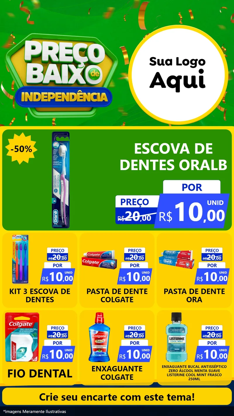 Modelo de Rede Social para Stories com o tema Preço Baixo de Independência para Higiene Pessoal