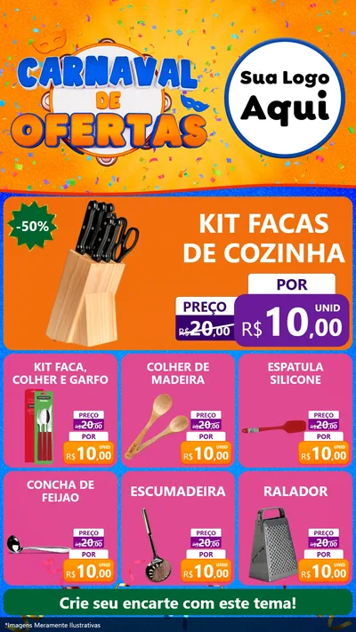 Modelo de Rede Social para Stories com o tema Carnaval de Ofertas para Utilidades Domésticas
