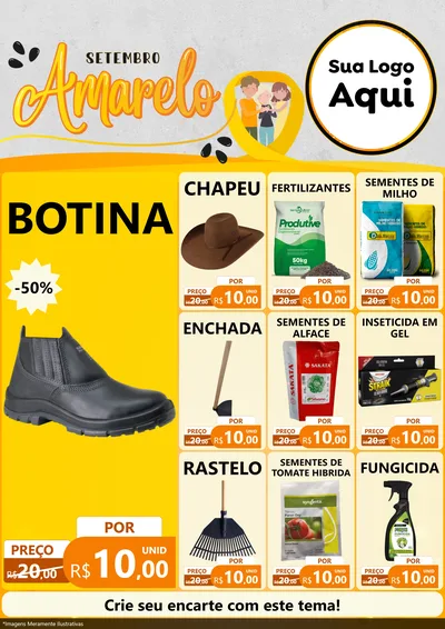 Modelo de Encarte para Encarte A4 Vertical com o tema Setembro Amarelo para Agropecuária