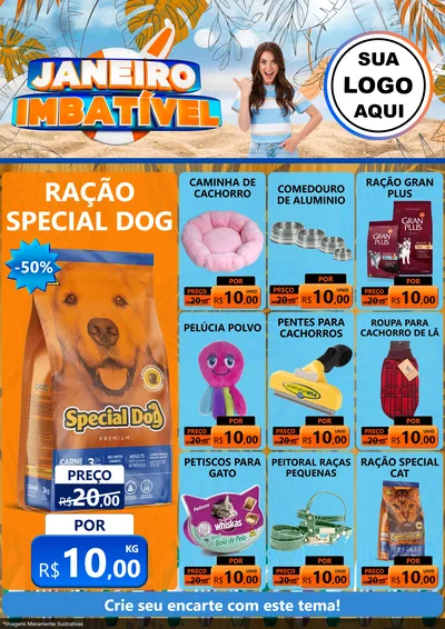 Modelo de Encarte para Encarte A4 Vertical com o tema Janeiro Imbatível para Pet Shop