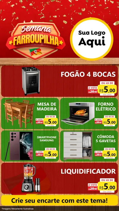 Modelo de TV para TV Vertical com o tema Semana Farroupilha para Móveis e Eletro