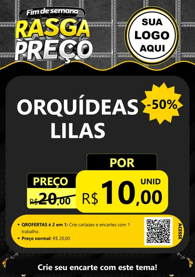 Modelo de Cartaz para Cartaz A4 Vertical com o tema Fim de Semana Rasga Preço para Floricultura e jardim