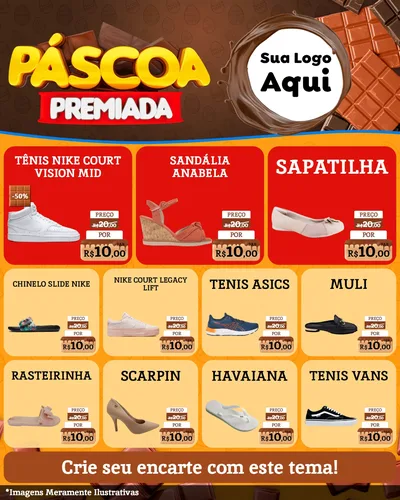 Modelo de Rede Social para Feed Instagram com o tema Páscoa Premiada para Calçados