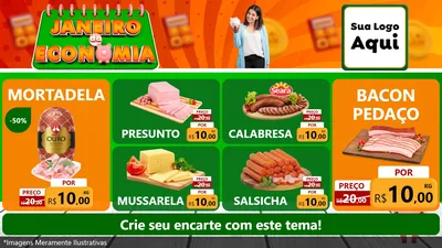 Modelo de TV para TV Horizontal com o tema Janeiro da Economia para Frios e Laticínios