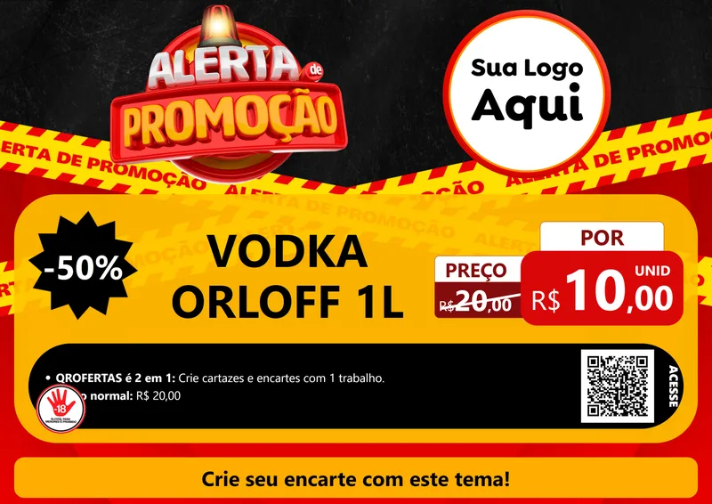Modelo de Cartaz para Cartaz A4 Horizontal com o tema Alerta de Promoção para Distribuidora de bebidas