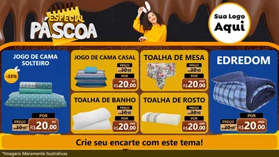 Modelo de TV para TV Horizontal com o tema Especial Páscoa para Cama, Mesa e Banho