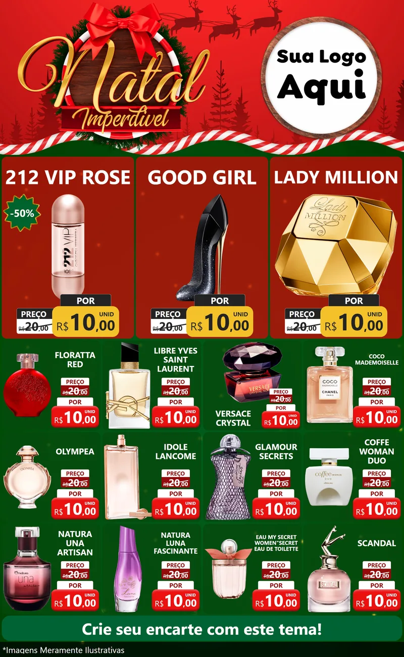 Modelo de Encarte para Encarte Grande com o tema Natal Imperdível para Perfumes