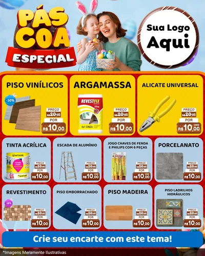 Modelo de Rede Social para Feed Instagram com o tema Páscoa Especial para Material para Construção