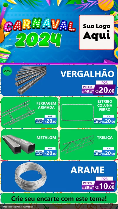 Modelo de TV para TV Vertical com o tema Carnaval 2027 para Ferragens